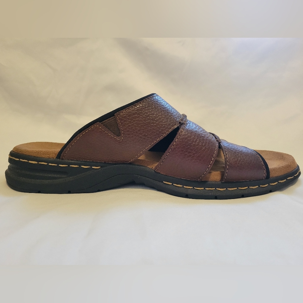 Men's Dr. Scholl's Gordon Slide Sandals, Size 12M, Leather Memory Foam, Brown